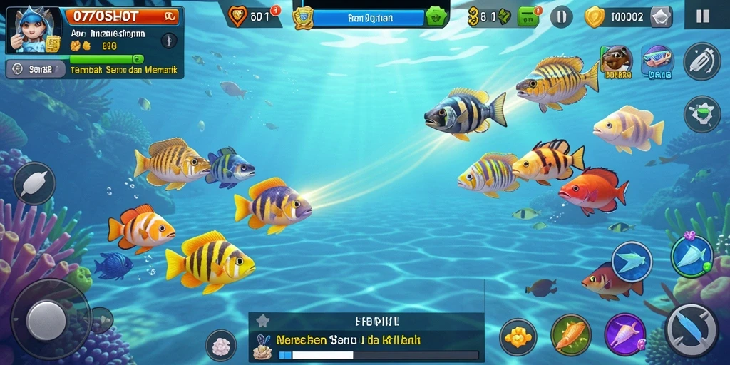 Screenshot gameplay 070SLOT dengan aksi seru menembak ikan.