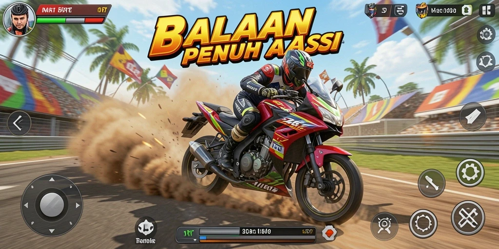 Tangkapan layar menunjukkan balapan seru dalam 5RT.