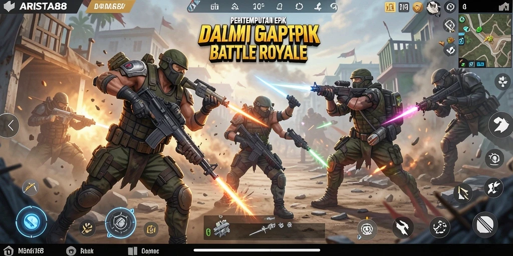 Screenshot ARISTA88 menampilkan intensitas pertempuran Battle Royale yang luar biasa.