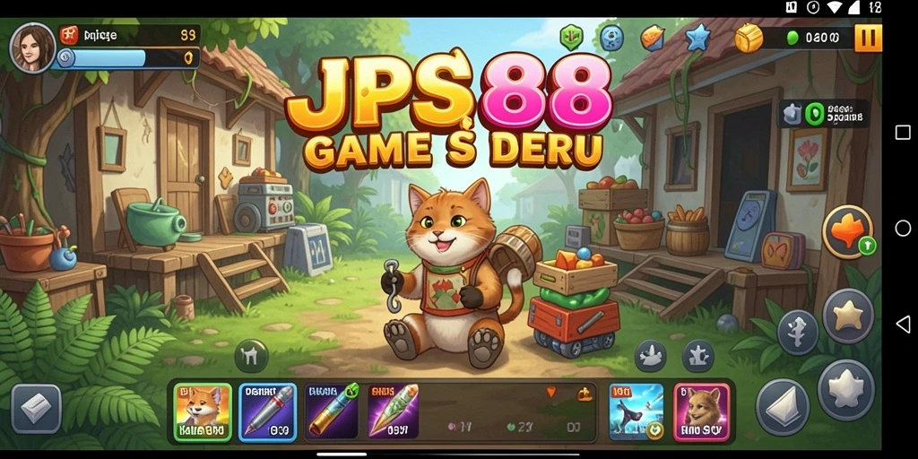 Tampilan gameplay JPS88 dengan karakter yang sedang mengumpulkan sumber daya.