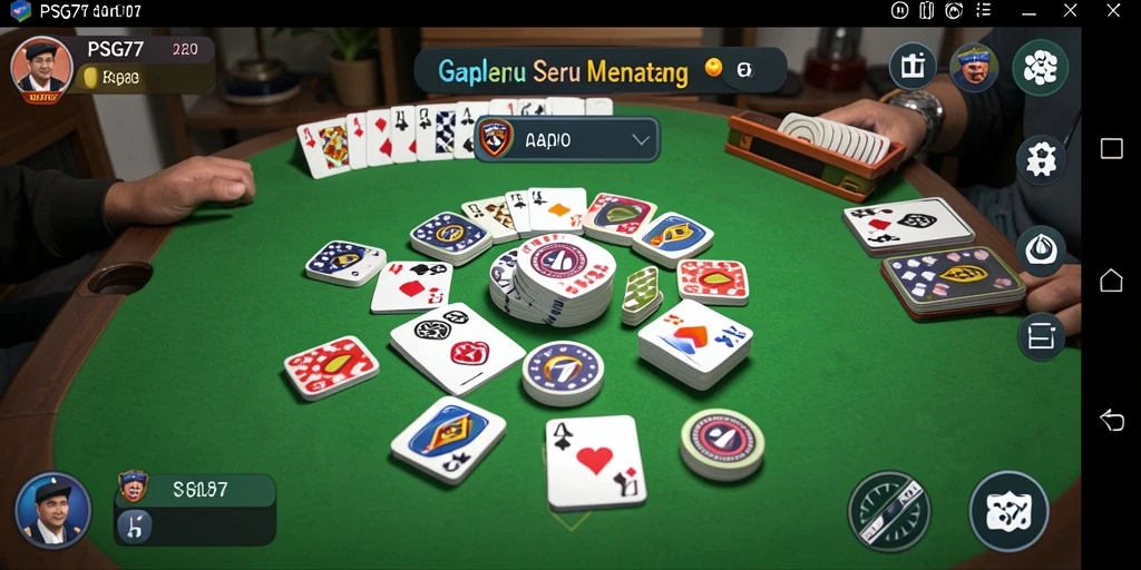 Screenshot utama PSG77 menampilkan gameplay Gaple yang seru.