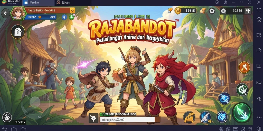 Tampilan gameplay RAJABANDOT yang penuh aksi dan karakter anime yang menawan.