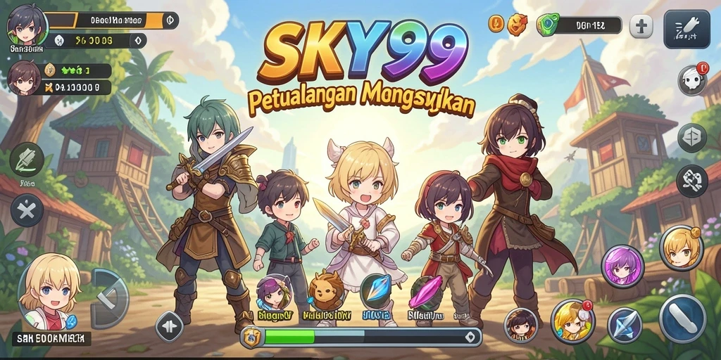 Screenshot utama SKY99 menampilkan aksi dinamis karakter dalam dunia Anime.