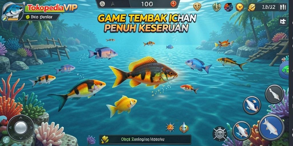 Tampilan gameplay Tembak Ikan yang seru dan penuh warna.
