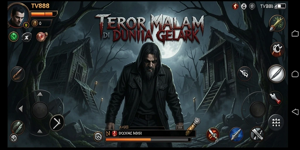 Screenshot gameplay TV888 yang menampilkan suasana menakutkan dan mengerikan.