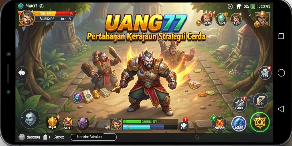 Tampilan gameplay UANG77 yang seru dalam Tower Defense.